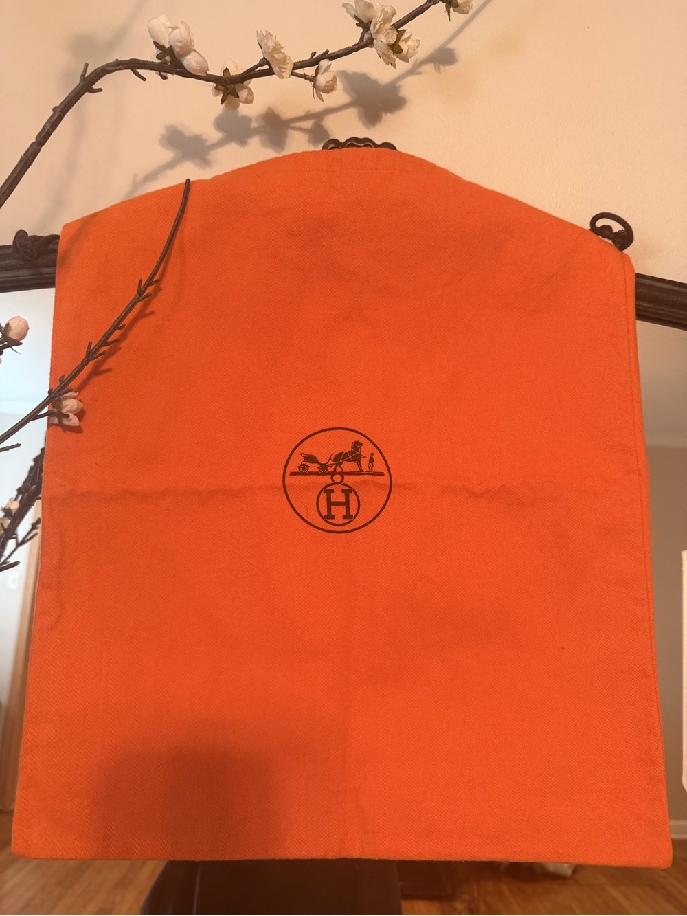 Hermès Orange Canvas Dust Bag 14x17”